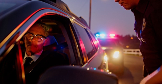 driver pulled over by a police officer