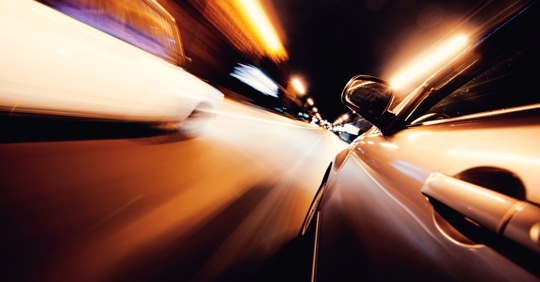 fast car on the road