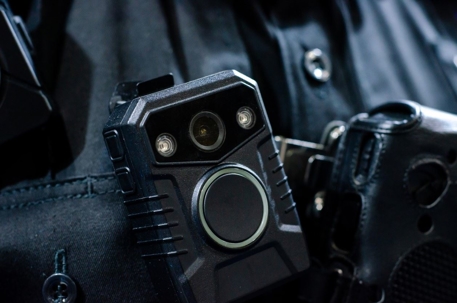 Close up of police body-camera